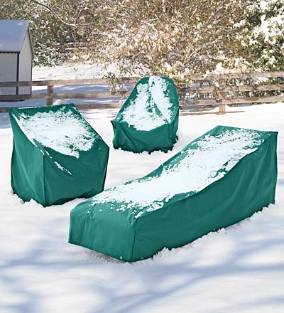 Plow & Hearth Furniture Covers Outdoor Living Classic Large Round Table & Chairs Outdoor Furniture Cover - Green