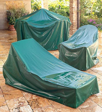 Plow & Hearth Furniture Covers Outdoor Living Classic Large Round Table & Chairs Outdoor Furniture Cover - Green