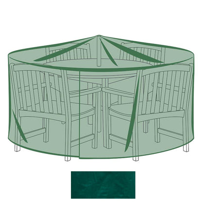 Plow & Hearth Furniture Covers Outdoor Living Classic Large Round Table & Chairs Outdoor Furniture Cover - Green