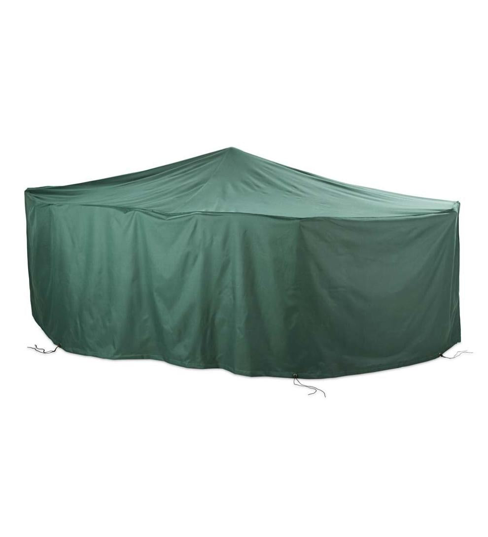 Plow & Hearth Furniture Covers Outdoor Living Classic Outdoor Furniture All-Weather Cover For Large Rectangle Table & Chairs - Green