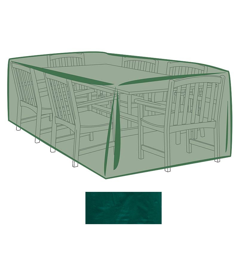 Plow & Hearth Furniture Covers Outdoor Living Classic Outdoor Furniture All-Weather Cover For Large Rectangle Table & Chairs - Green
