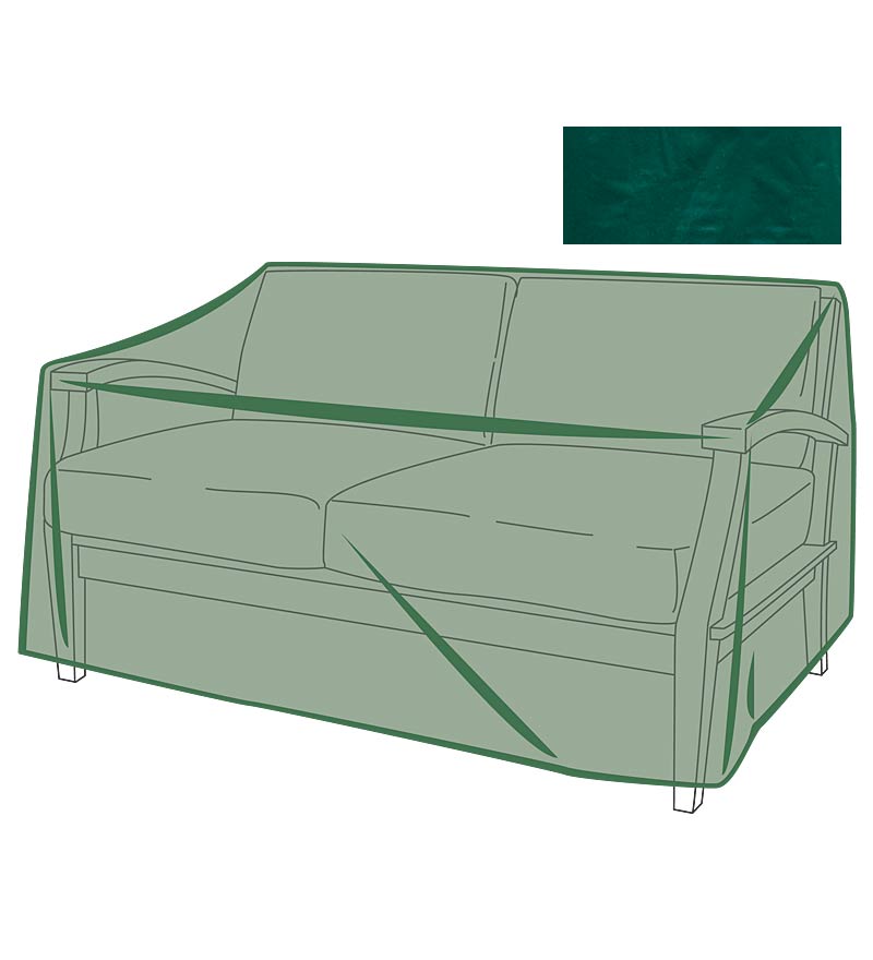 Plow & Hearth Furniture Covers Outdoor Living Classic Outdoor Furniture All-Weather Cover For Love Seat - Green