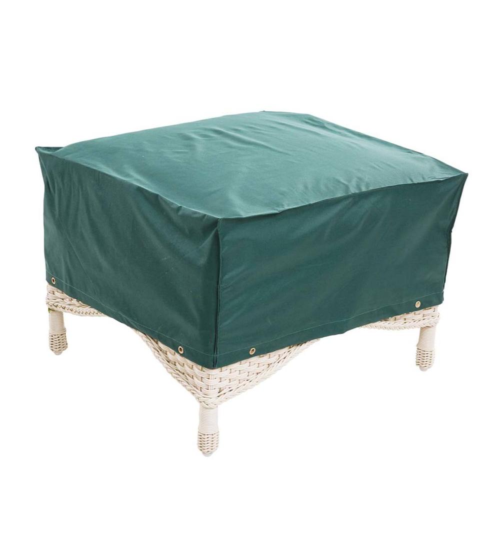 Plow & Hearth Furniture Covers Outdoor Living Classic Outdoor Furniture All-Weather Cover For Ottoman - Green