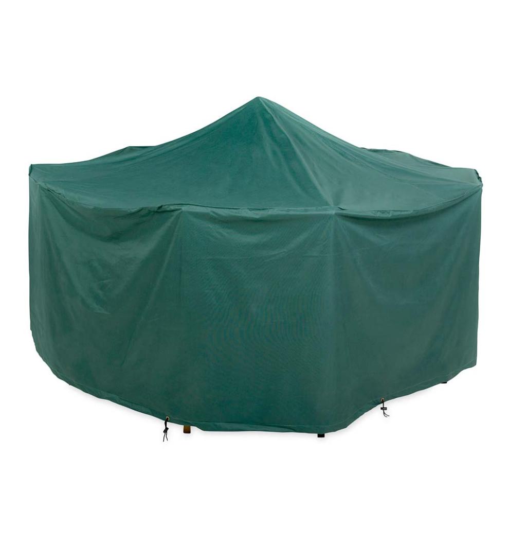 Plow & Hearth Furniture Covers Outdoor Living Classic Outdoor Furniture All-Weather Cover For X-Large Round Table & Chairs - Green