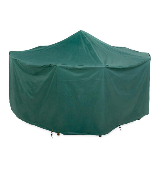 Plow & Hearth Furniture Covers Outdoor Living Classic Outdoor Furniture All-Weather Cover For X-Large Round Table & Chairs - Green