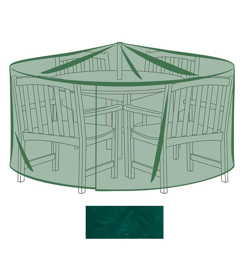 Plow & Hearth Furniture Covers Outdoor Living Classic Outdoor Furniture All-Weather Cover For X-Large Round Table & Chairs - Green