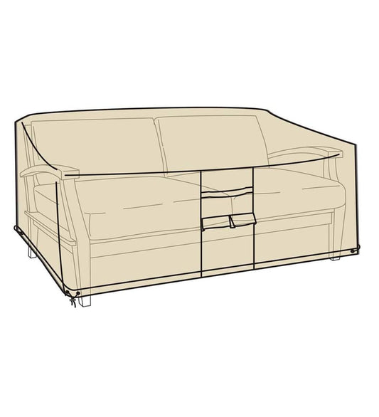 Plow & Hearth Furniture Covers Outdoor Living Deluxe Deep Seat Love Seat Cover - Tan