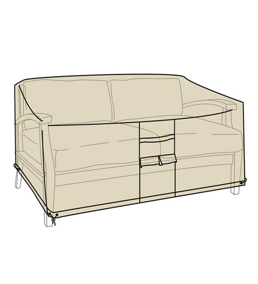 Plow & Hearth Furniture Covers Outdoor Living Deluxe Love Seat Cover - Tan