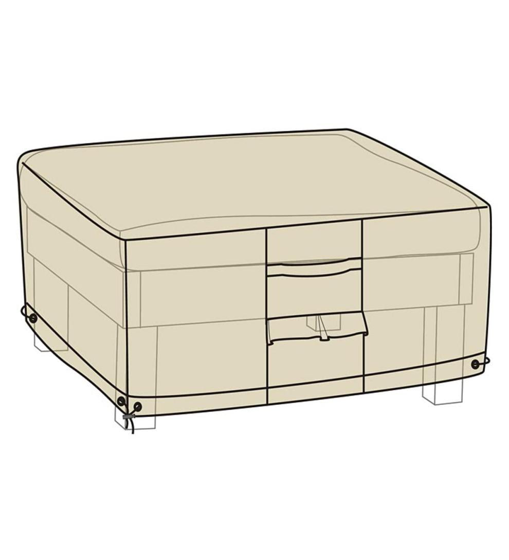 Plow & Hearth Furniture Covers Outdoor Living Deluxe Ottoman Cover - Tan