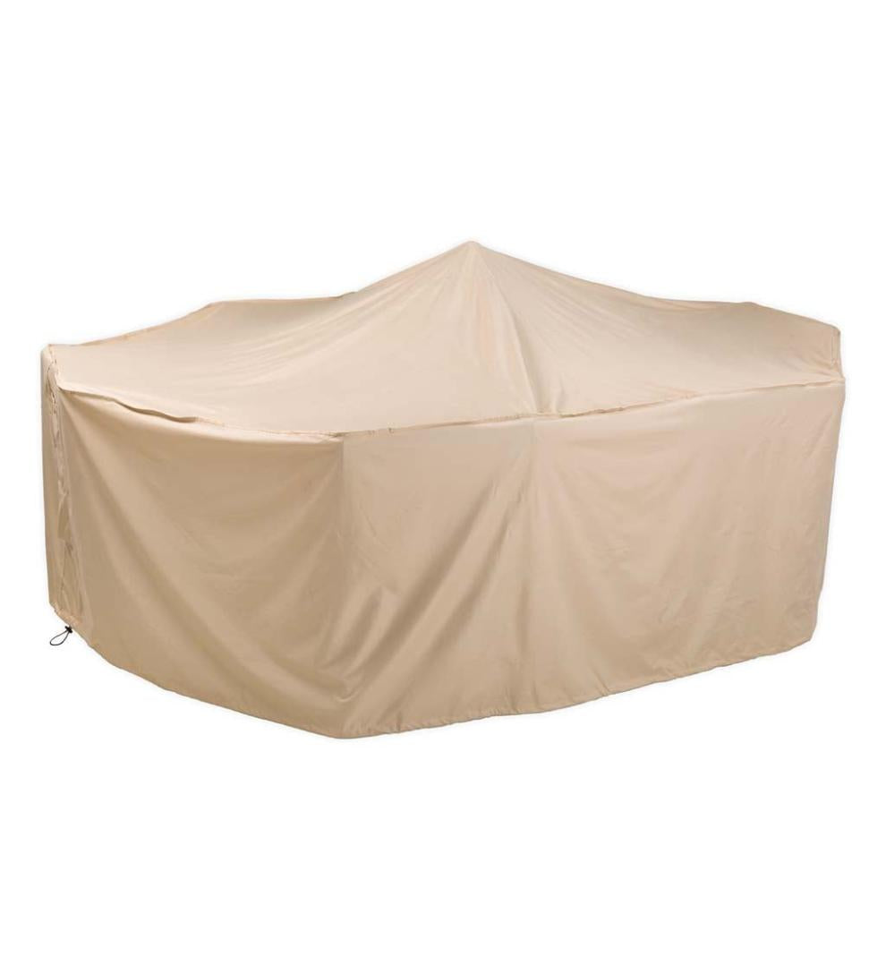 Plow & Hearth Furniture Covers Outdoor Living Extra-Large Deluxe Furniture Cover For Rectangle/Oval Dining Table And Chairs - Tan