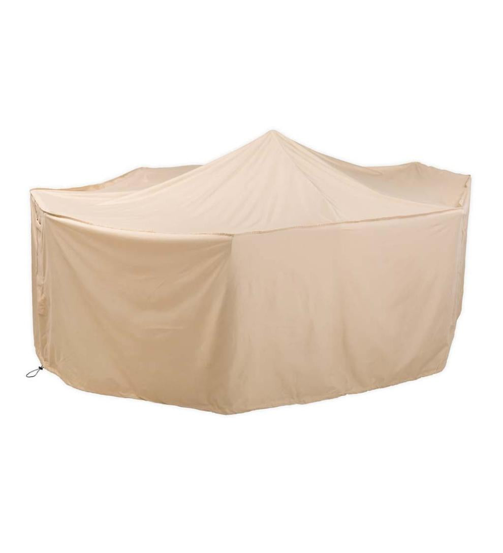 Plow & Hearth Furniture Covers Outdoor Living Large Deluxe Furniture Cover For Rectangle/Oval Dining Table And Chairs - Tan