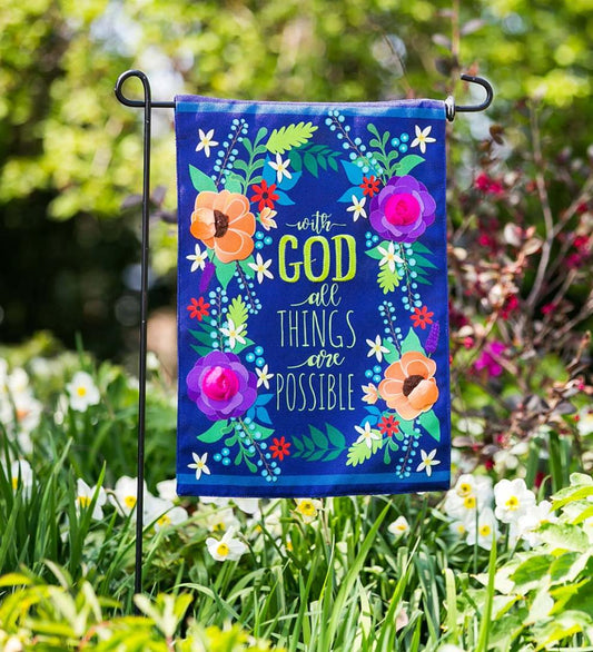 Plow & Hearth Garden Accents Yard & Garden All Things Are Possible Burlap Garden Flag