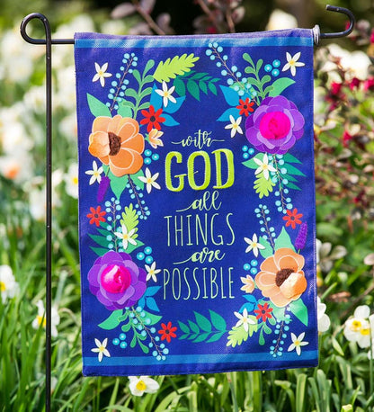 Plow & Hearth Garden Accents Yard & Garden All Things Are Possible Burlap Garden Flag