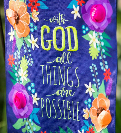 Plow & Hearth Garden Accents Yard & Garden All Things Are Possible Burlap Garden Flag