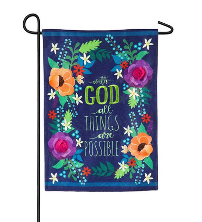 Plow & Hearth Garden Accents Yard & Garden All Things Are Possible Burlap Garden Flag