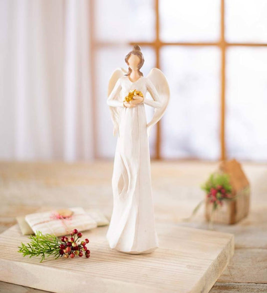 Plow & Hearth Garden Accents Yard & Garden Angel With Hands Full Of Golden Stars Indoor/Outdoor Statue