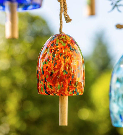 Plow & Hearth Garden Accents Yard & Garden Art Glass Garden Bell Chime - Blue