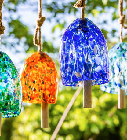 Plow & Hearth Garden Accents Yard & Garden Art Glass Garden Bell Chime - Blue