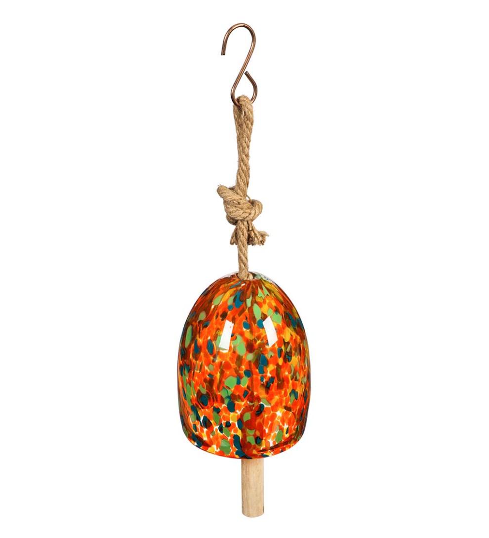 Plow & Hearth Garden Accents Yard & Garden Art Glass Garden Bell Chime - Blue