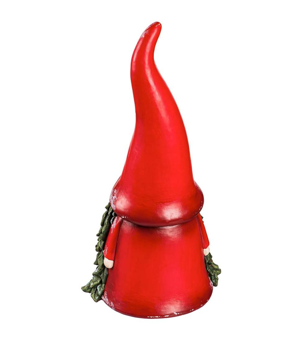 Plow & Hearth Garden Accents Yard & Garden Battery-Operated Lighted Gnome With Wintergreen Beard