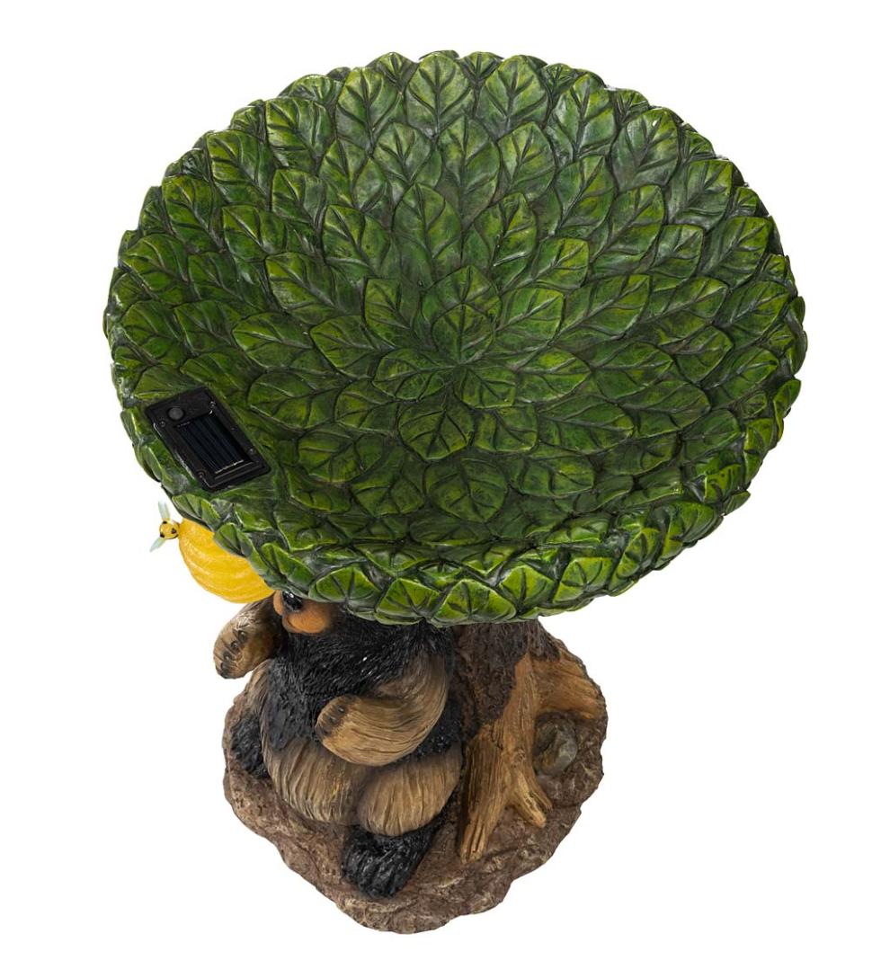 Plow & Hearth Garden Accents Yard & Garden Bear Tree Stump Birdbath With Solar Beehive