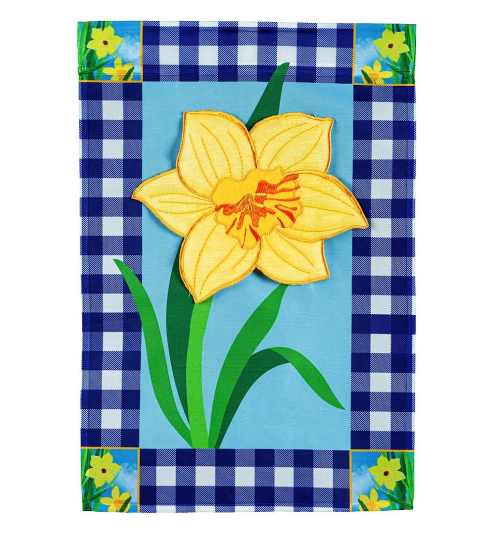 Plow & Hearth Garden Accents Yard & Garden Buffalo Check Daffodils Garden Flag
