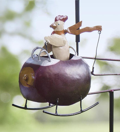 Plow & Hearth Garden Accents Yard & Garden Chicken And Helicopter Recycled Metal Whirligig