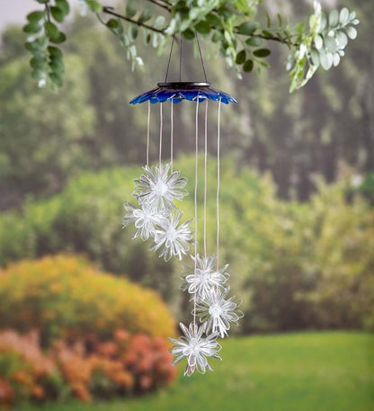 Plow & Hearth Garden Accents Yard & Garden Color Changing Solar Mobile With 3D Flowers