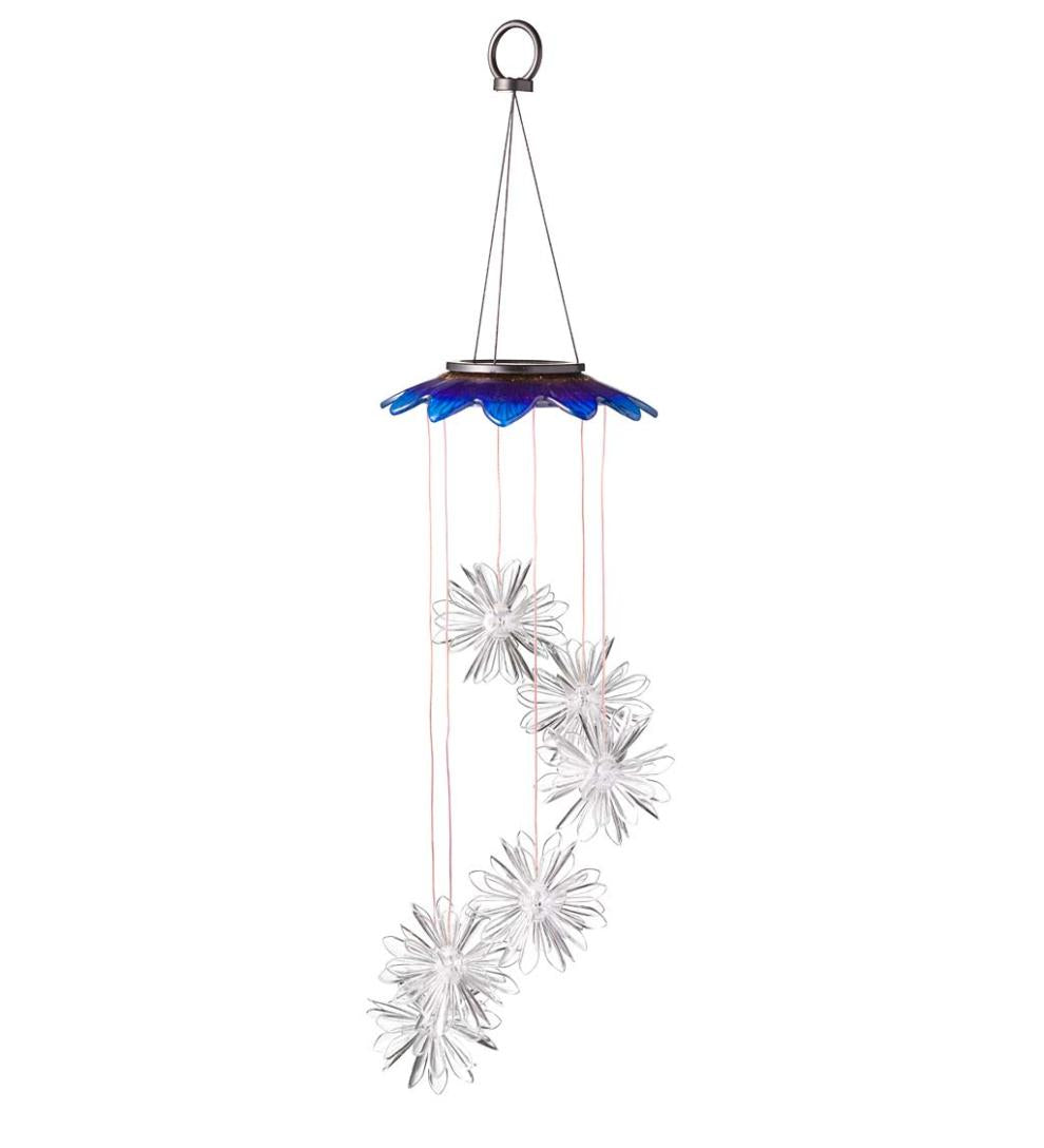 Plow & Hearth Garden Accents Yard & Garden Color Changing Solar Mobile With 3D Flowers