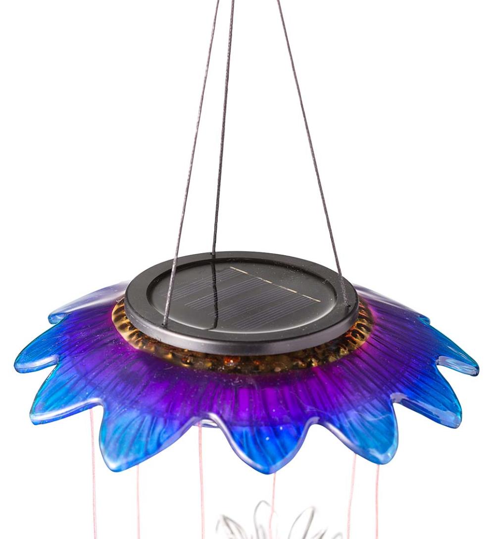 Plow & Hearth Garden Accents Yard & Garden Color Changing Solar Mobile With 3D Flowers
