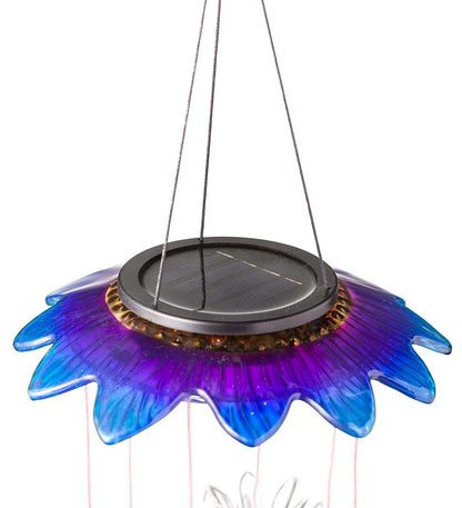 Plow & Hearth Garden Accents Yard & Garden Color Changing Solar Mobile With 3D Flowers