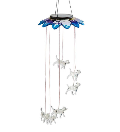 Plow & Hearth Garden Accents Yard & Garden Color-Changing Solar Mobile With Dogs