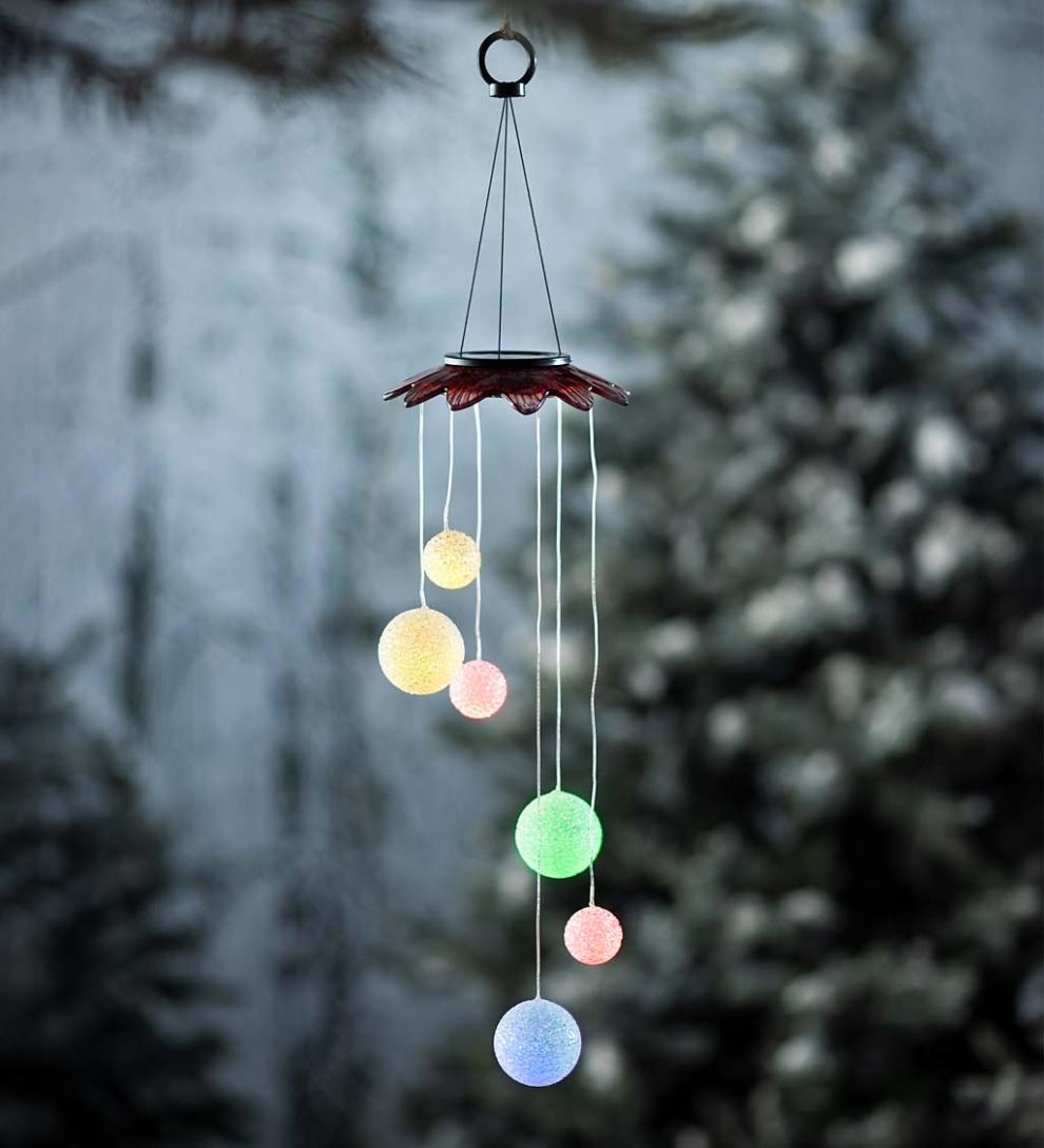Plow & Hearth Garden Accents Yard & Garden Color Changing Solar Mobile With Glitter Globes