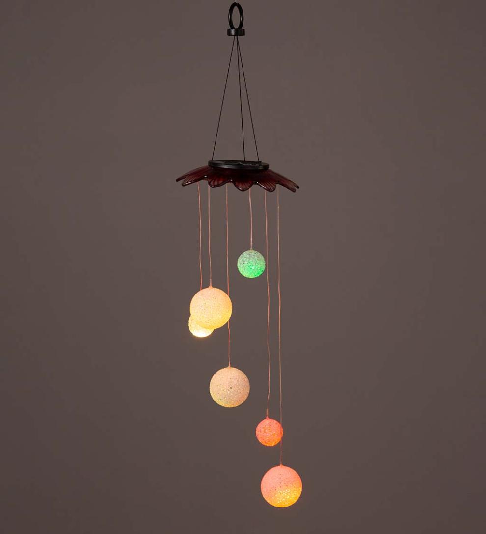 Plow & Hearth Garden Accents Yard & Garden Color Changing Solar Mobile With Glitter Globes