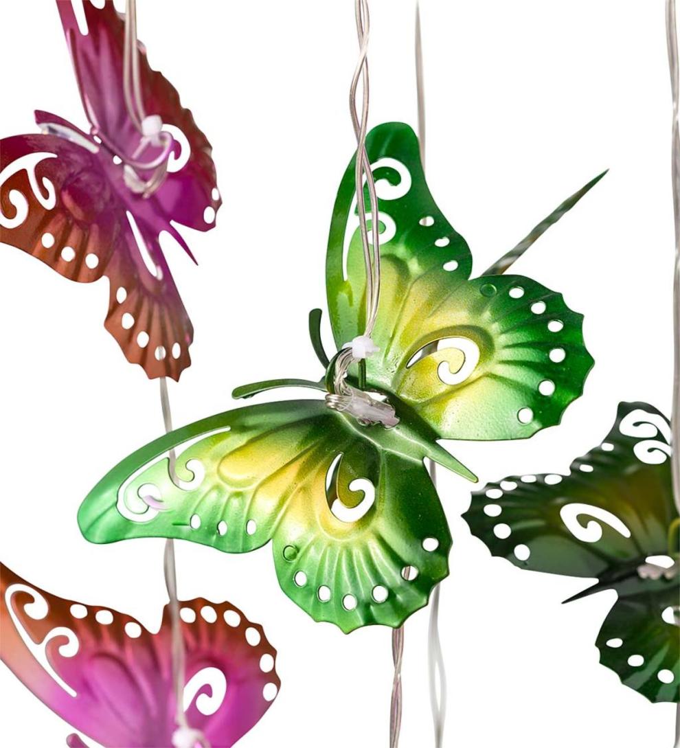 Plow & Hearth Garden Accents Yard & Garden Colorful Metal Butterfly Solar Mobile