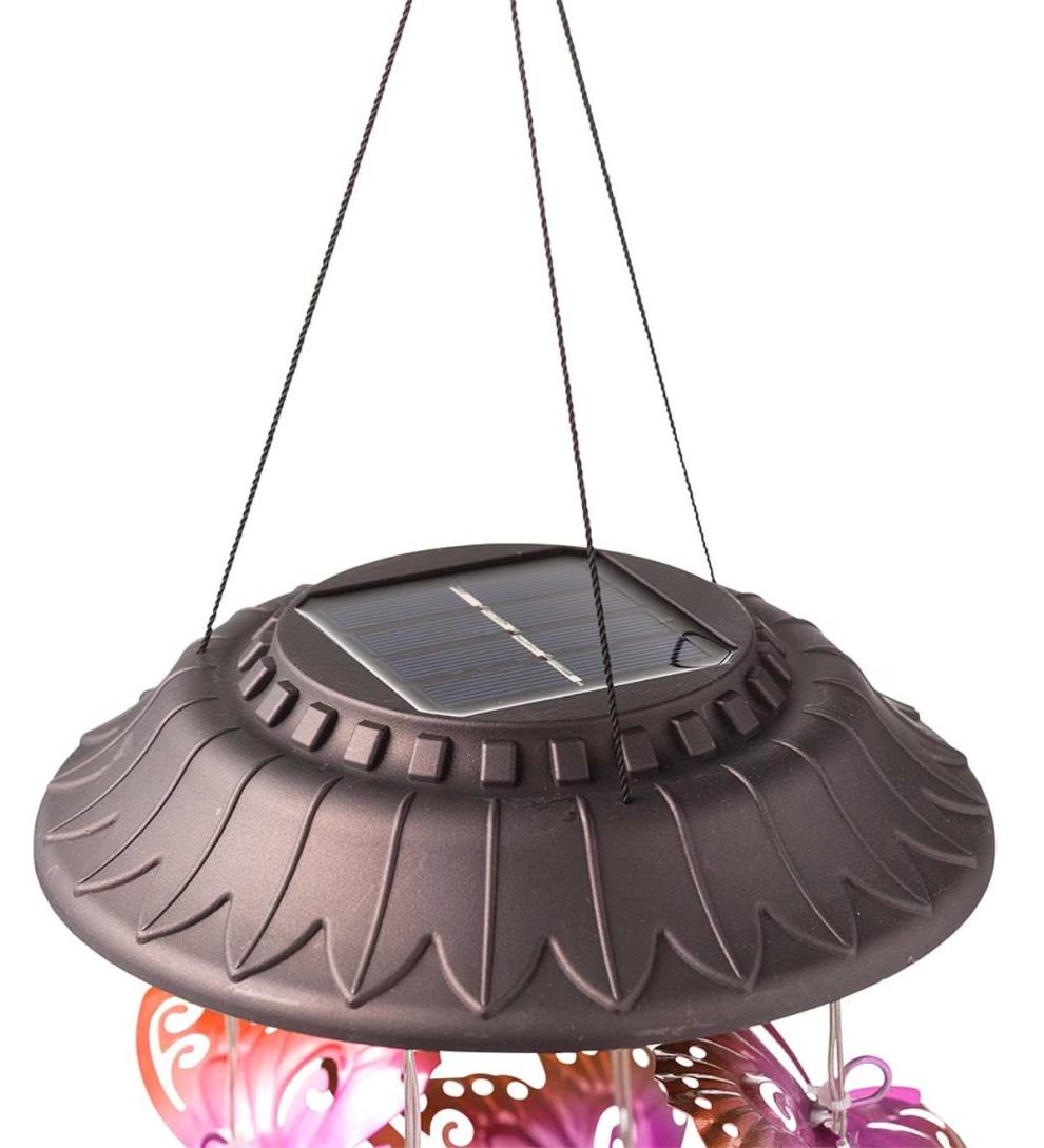 Plow & Hearth Garden Accents Yard & Garden Colorful Metal Butterfly Solar Mobile