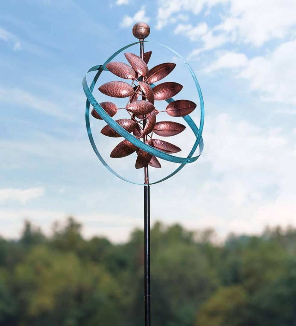 Plow & Hearth Garden Accents Yard & Garden Copper And Verdigris Armillary Sphere Wind Spinner
