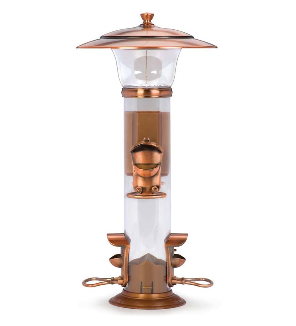 Plow & Hearth Garden Accents Yard & Garden Copper-Finished Hanging Tube Bird Feeder