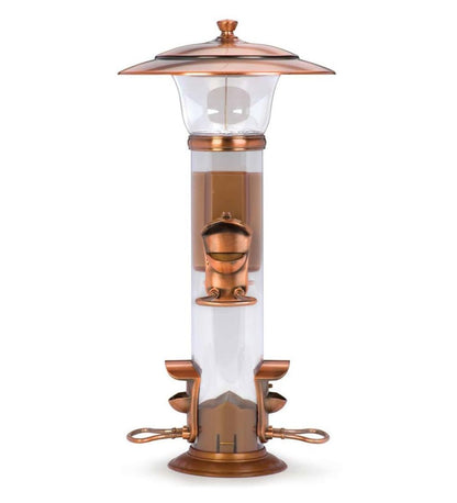Plow & Hearth Garden Accents Yard & Garden Copper-Finished Hanging Tube Bird Feeder