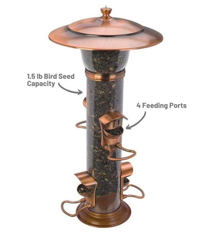 Plow & Hearth Garden Accents Yard & Garden Copper-Finished Hanging Tube Bird Feeder
