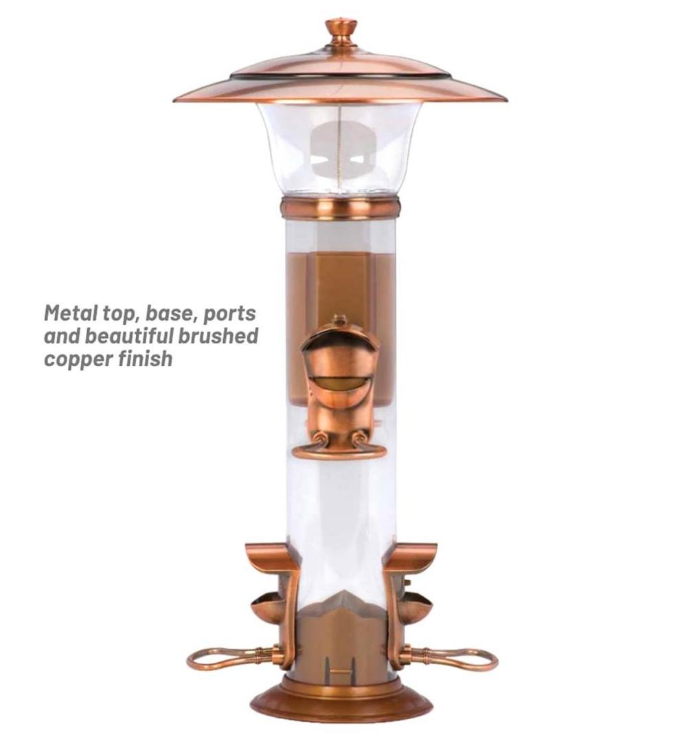 Plow & Hearth Garden Accents Yard & Garden Copper-Finished Hanging Tube Bird Feeder