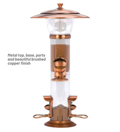 Plow & Hearth Garden Accents Yard & Garden Copper-Finished Hanging Tube Bird Feeder