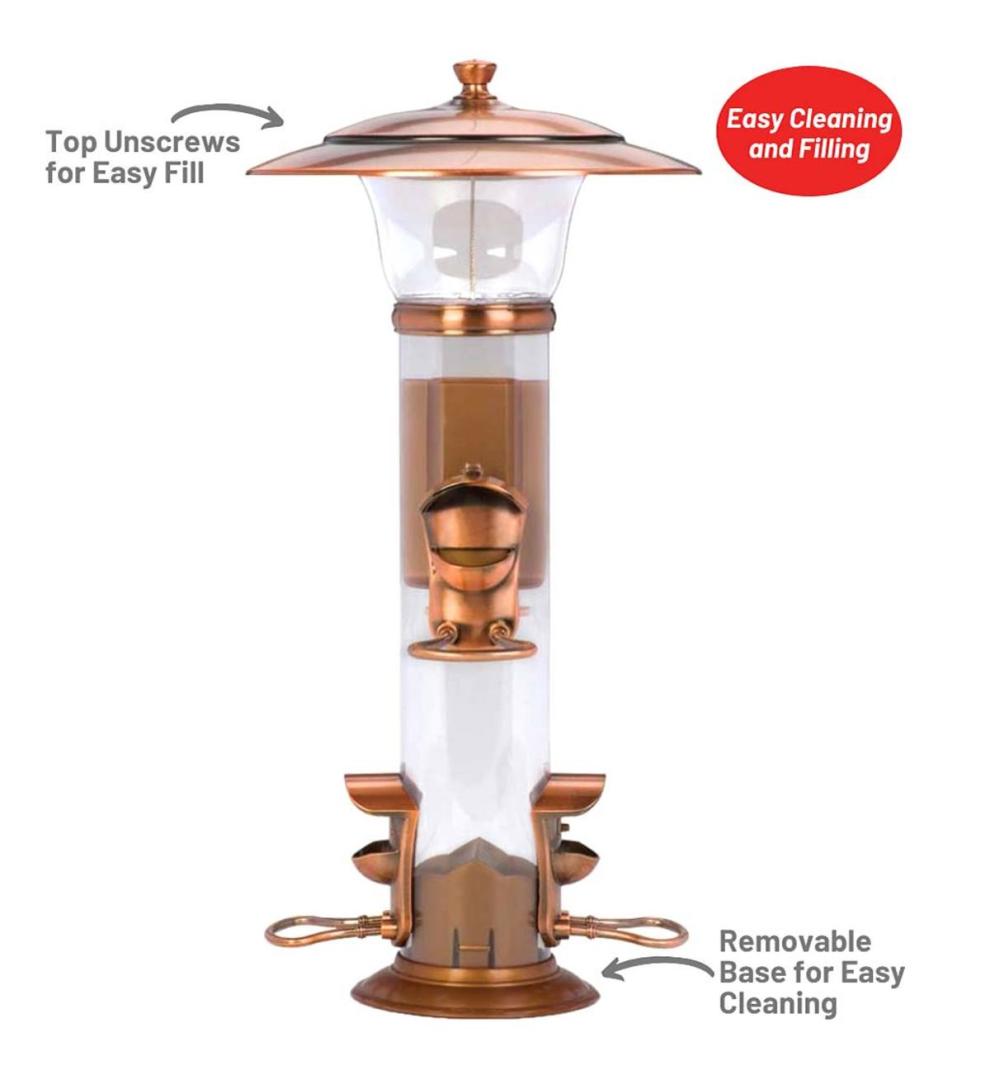 Plow & Hearth Garden Accents Yard & Garden Copper-Finished Hanging Tube Bird Feeder
