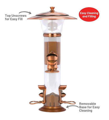 Plow & Hearth Garden Accents Yard & Garden Copper-Finished Hanging Tube Bird Feeder