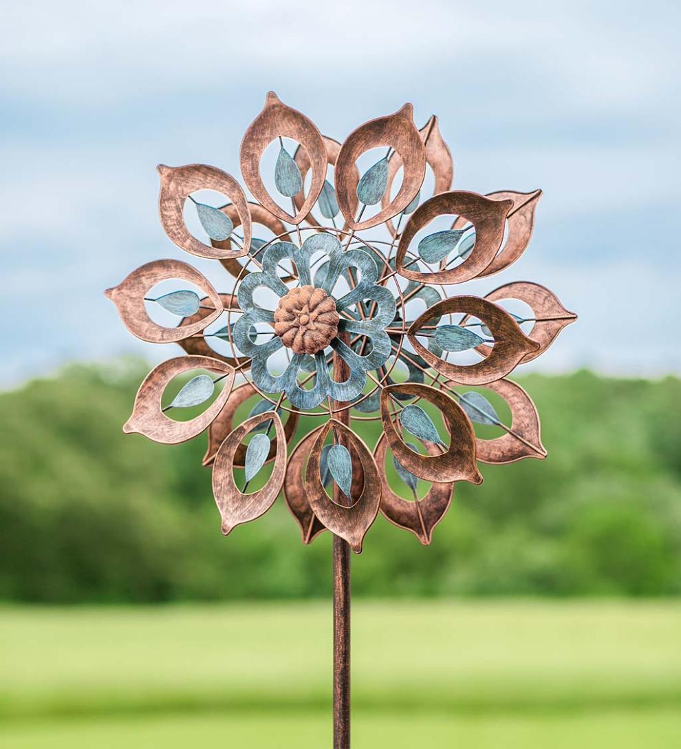 Plow & Hearth Garden Accents Yard & Garden Copper Lily Wind Spinner