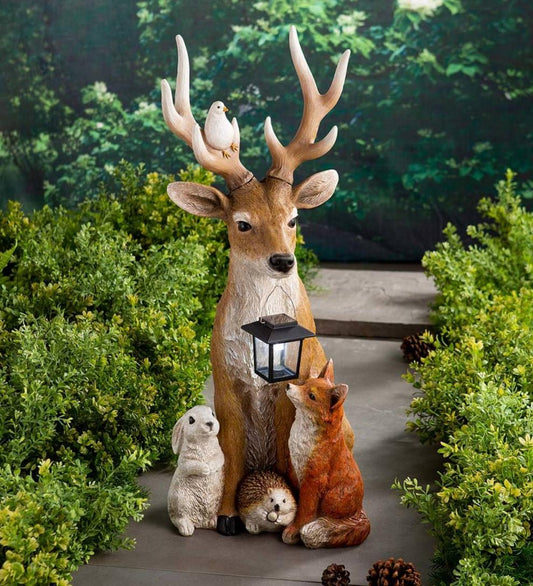 Plow & Hearth Garden Accents Yard & Garden Deer And Friends Solar Holiday Figurine
