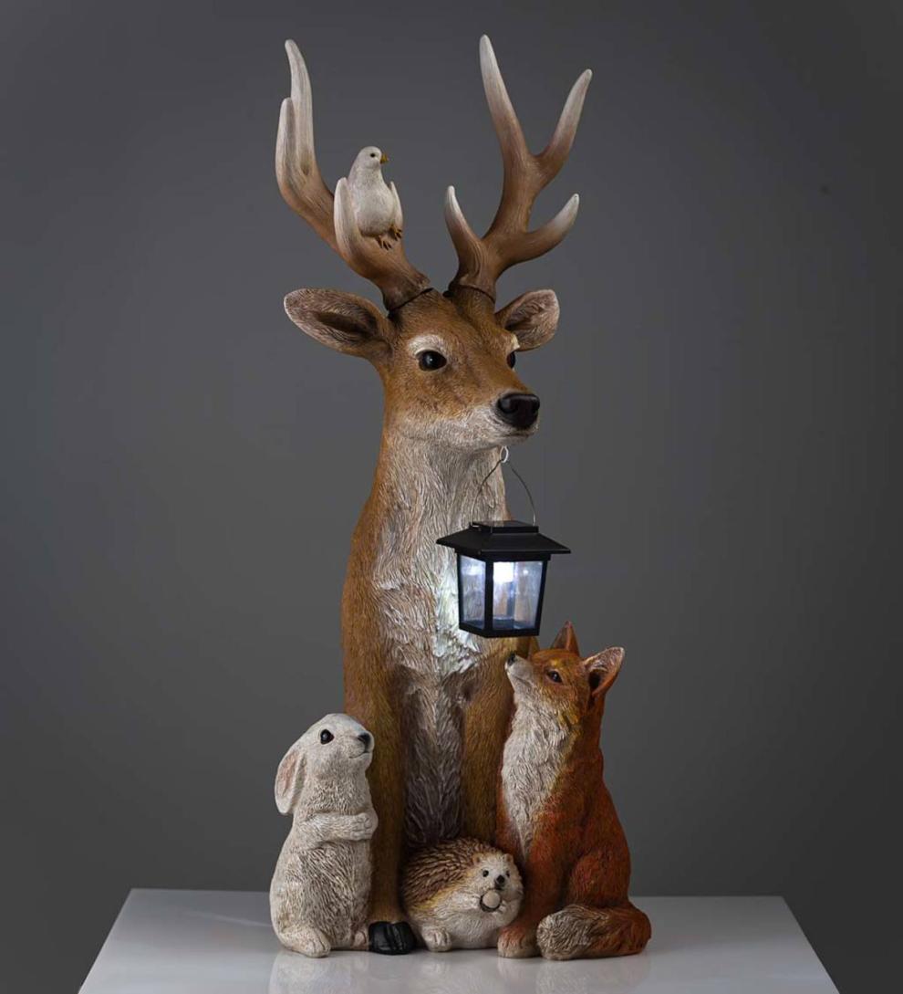 Plow & Hearth Garden Accents Yard & Garden Deer And Friends Solar Holiday Figurine