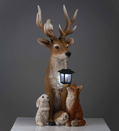 Plow & Hearth Garden Accents Yard & Garden Deer And Friends Solar Holiday Figurine