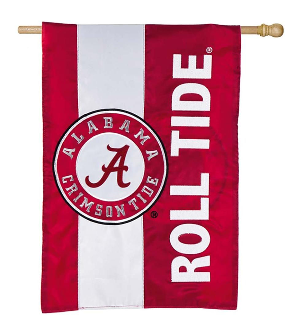 Plow & Hearth Garden Accents Yard & Garden Double-Sided Embellished College Team Pride Applique House Flag - Univ Of Alabama