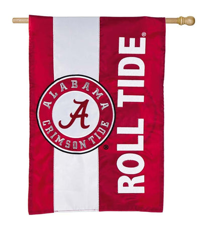 Plow & Hearth Garden Accents Yard & Garden Double-Sided Embellished College Team Pride Applique House Flag - Univ Of Alabama